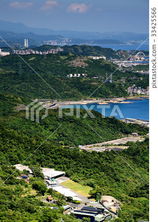 Taiwan scenery seascape clouds blue sky sky north Taiwan ruifang coastal architecture mountainous tourist resort Jiufen new north city harbor bay 33425566