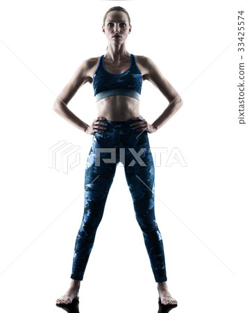 woman fitness pilates excercises silhouette  33425574