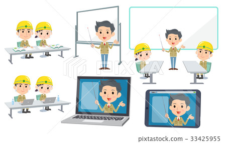 blue collar worker, laborer, explaining 33425955