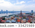 Aerial view of the old town and Vansu bridge, Riga 33425989