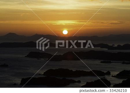 In summer, look at the island of Kujuku from the Ishitake Observatory 3 In summer, look at the island of Kujuku from the Ishitake Observatory 3 33426210
