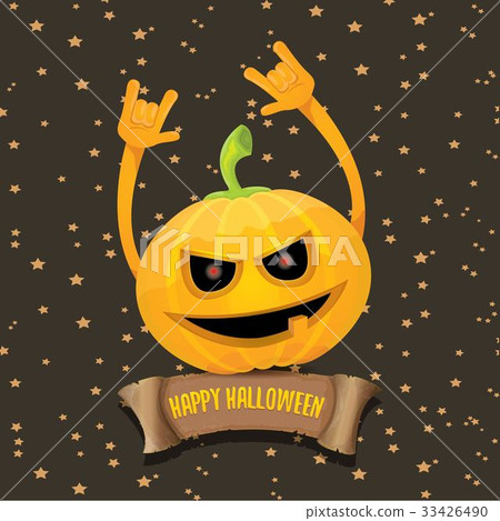 vector halloweenrock n roll pumpkin character 33426490