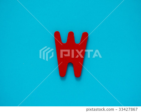 Capital letter W. Red letter W on blue background. Capital letter W. Red letter W on blue background. 33427867