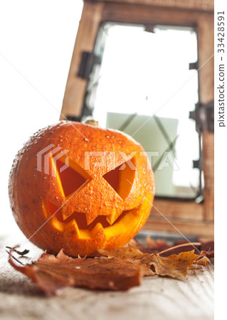 Halloween pumpkin and lantern 33428591