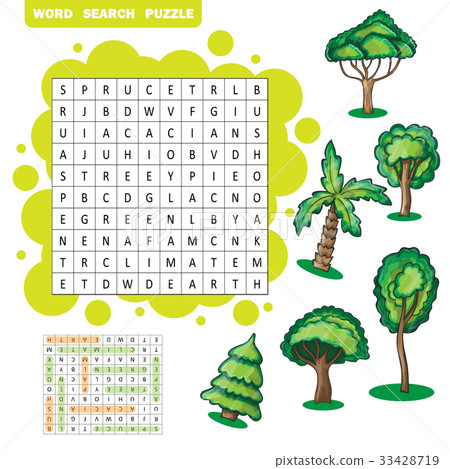 Trees themed word search puzzle 33428719