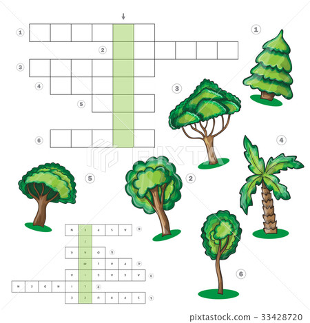 puzzle kids activity sheet - Crossword with trees 33428720