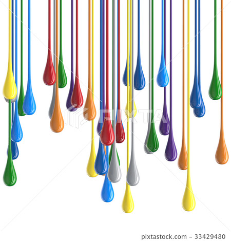 3D color glossy paint drop blobs 33429480