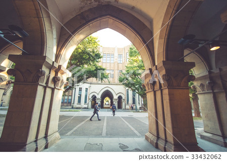 Path way at arch doors in Tokyo University, Japan 33432062