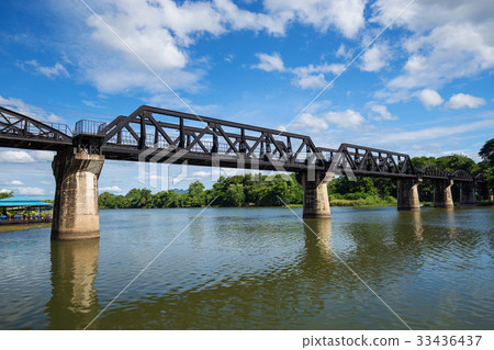 Bridge River Kwai with sky in Kanchanaburi 33436437