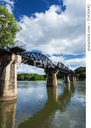 Bridge River Kwai with sky in Kanchanaburi 33436442