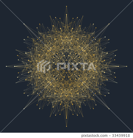 Fractal element with compounds lines and dots. Big Fractal element with compounds lines and dots. Big 33439918