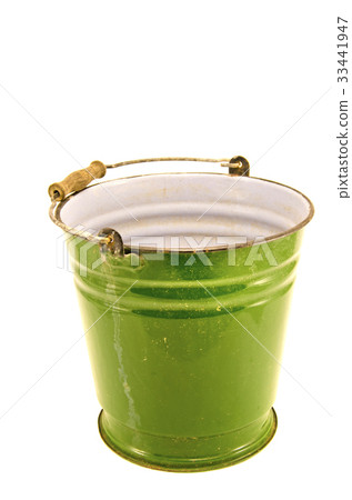 vintage green enamel bucket on white background vintage green enamel bucket on white background 33441947