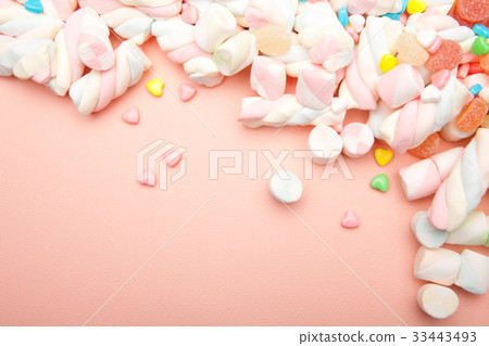 Marshmallow, candy, jelly, macaroons 33443493