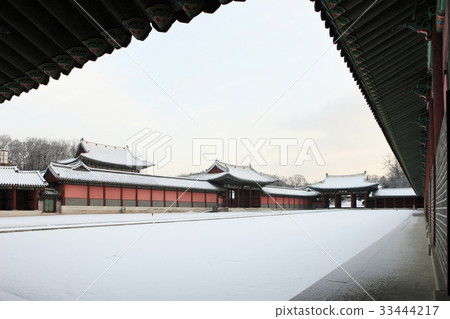 雪，冬天，慶祝，國寶No.225，Changdeokgung宮，Jongno-gu，首爾 33444217