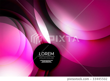 Digital illustration, glowing waves and circles 33445502