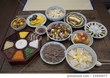 (Garnish, garbage, gourd, mushroom, fry, three colors, oil, kimchi), Korean food 33448477