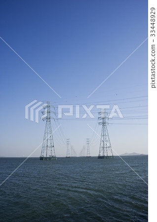 電力塔,Shihwa湖,安山市,京畿道 電力塔,Shihwa湖,安山市,京畿道 33448929