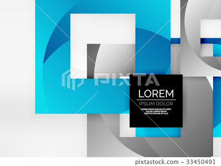 Squares geometric shapes in light grey 3d space 33450491