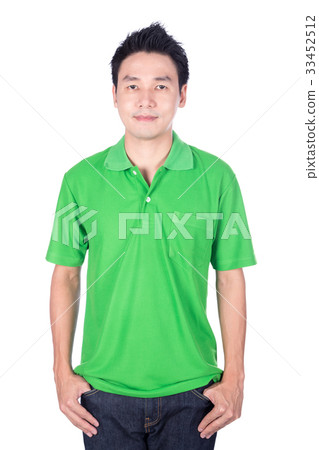 man in green polo shirt isolated on white background man in green polo shirt isolated on white background 33452512