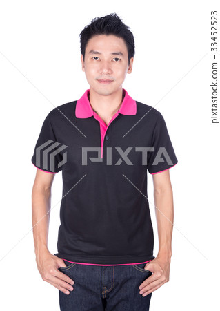 man in black polo shirt isolated on white background man in black polo shirt isolated on white background 33452523