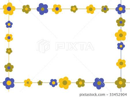黃色和藍色復古花卉框架 33452904