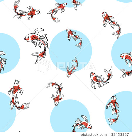 Seamless oriental pattern with Japanese carps koi Seamless oriental pattern with Japanese carps koi 33453367
