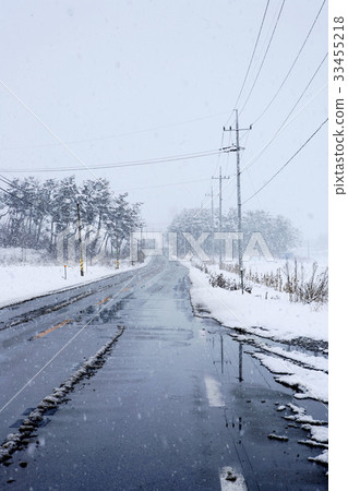 雪，冬天，道路，金堤，全北 33455218
