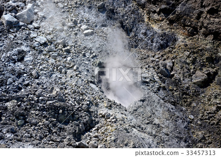 Mountain view volcano Yangmingshan scenery Taiwan volcano small oil pit fumarole gravel water gas smoke jet hole mountaineering mountain climbing Qixing Mountain 33457313