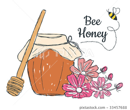 Honey with flowers doodle 33457688