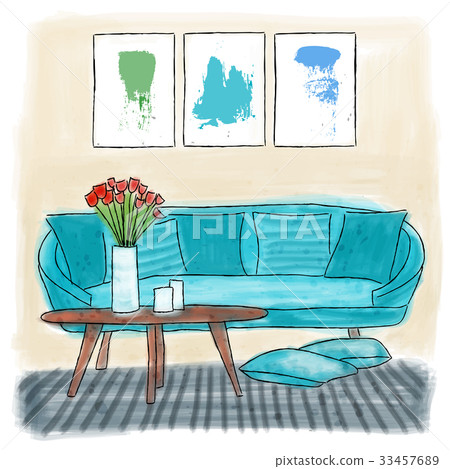 Living room colored painting Living room colored painting 33457689