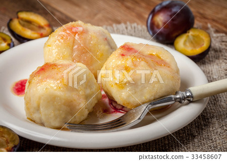 Sweet plum dumplings. Sweet plum dumplings. 33458607