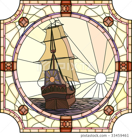 Illustration of sailing ships. 33459461