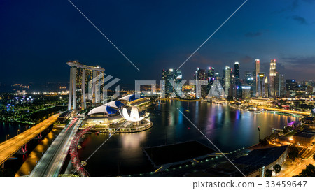 Aerial view of Singapore business district 33459647