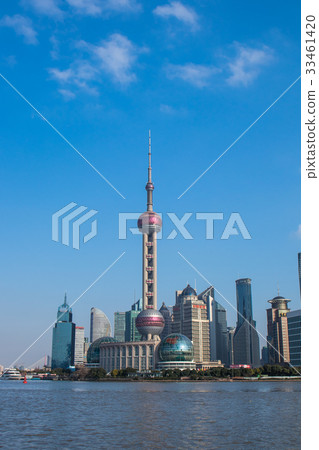 Blue sky Shanghai, financial district Blue sky Shanghai, financial district 33461420
