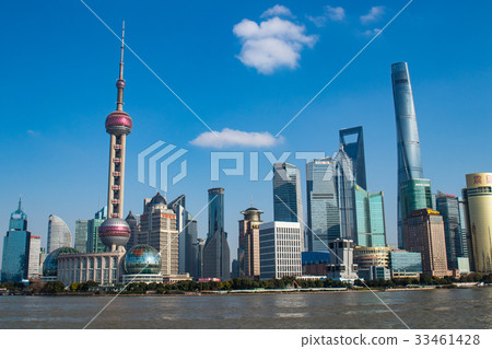 Blue sky Shanghai, financial district Blue sky Shanghai, financial district 33461428