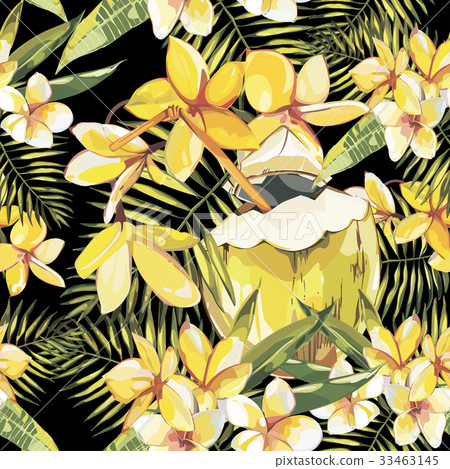 Seamless pattern with tropical Flowers, Coconut 33463145