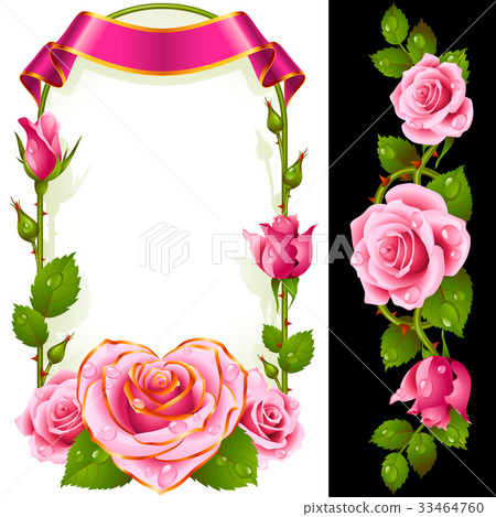 Vector set of Pink Roses Decoration 33464760