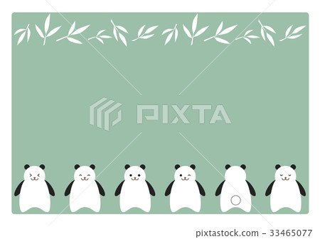Panda and bamboo leaf illustration frame Panda and bamboo leaf illustration frame 33465077