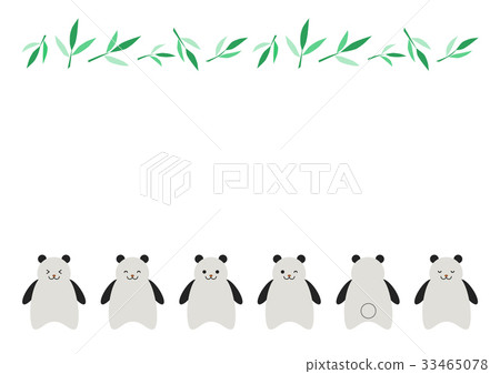 熊貓和竹子葉子例證框架白色背景 熊貓和竹子葉子例證框架白色背景 33465078
