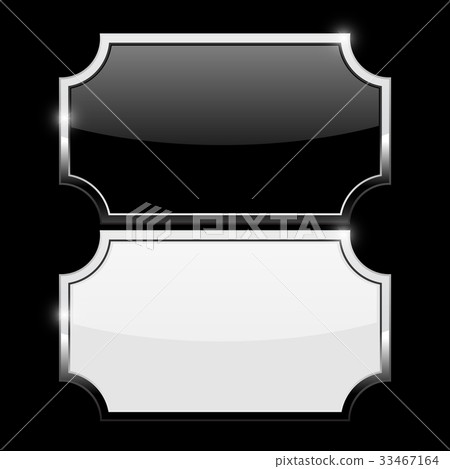 Decorative buttons. Black and white with chrome Decorative buttons. Black and white with chrome 33467164