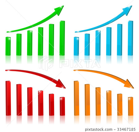 Financial indication arrows. Rising and falling Financial indication arrows. Rising and falling 33467185