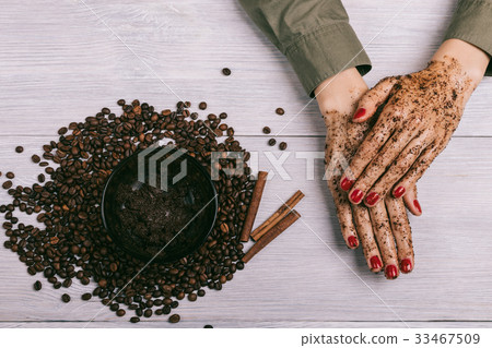 Female hands with red nail polish Female hands with red nail polish 33467509