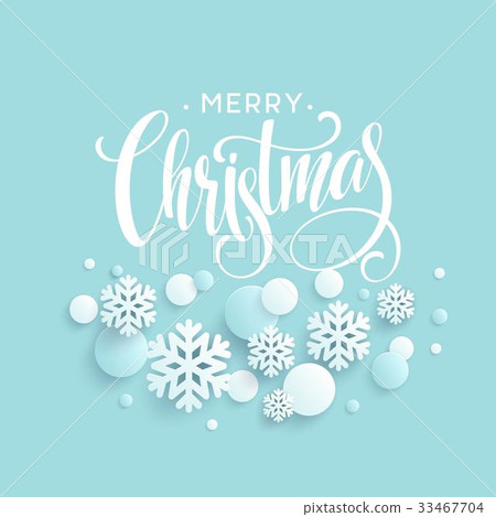 Merry Christmas blue background with papercraft Merry Christmas blue background with papercraft 33467704