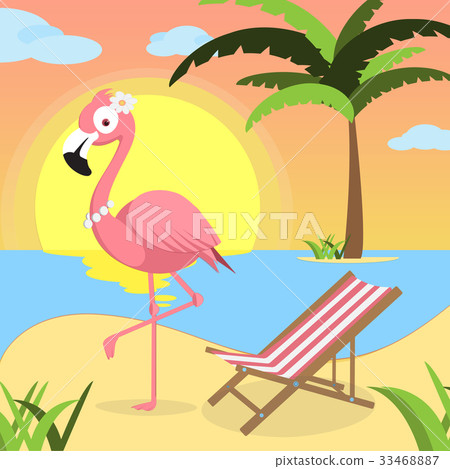 Summer background with Pink flamingo and red white Summer background with Pink flamingo and red white 33468887
