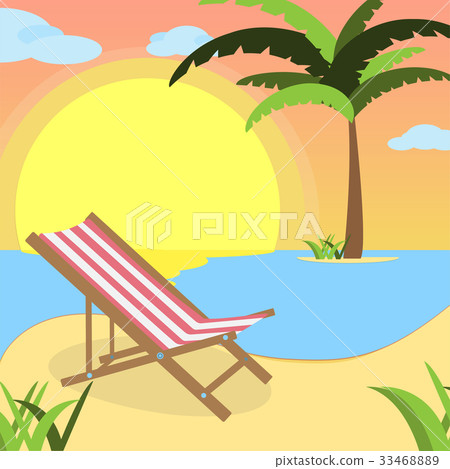 Summer background with red white lounger, of beach Summer background with red white lounger, of beach 33468889