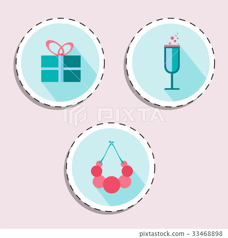 Bouquet of flower, hat, lipstick for woman ico Bouquet of flower, hat, lipstick for woman ico 33468898
