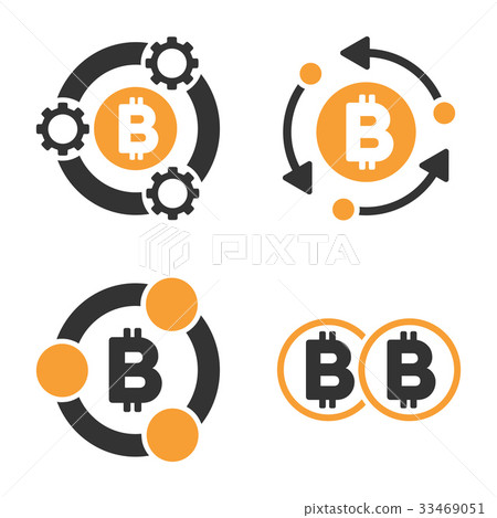 Bitcoin Collaboration Vector Icon Set 33469051