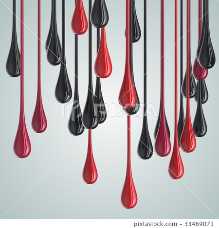 3D red and black glossy paint drop blobs 33469071