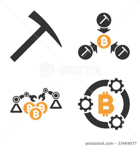 Bitcoin Mining Pool Vector Icon Set - Stock Illustration [33469077] - PIXTA