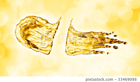 oil splash on gold bokeh background 33469098